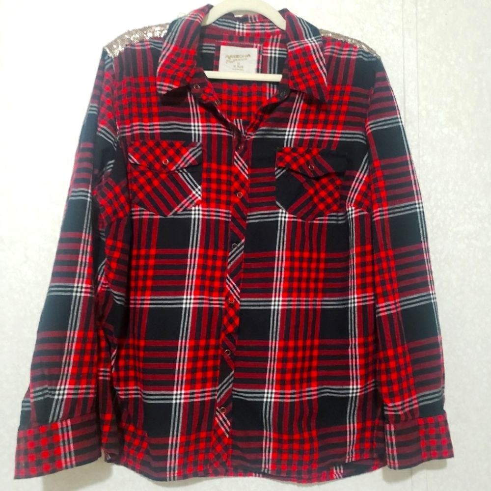 ARIZONA.....Red Plaid Shirt....SIZE:1X JR,PLUS